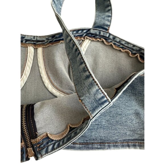 LOVE TRENDS Denim Crop Tank Top Size Medium NEW NWT - Picture 2 of 8